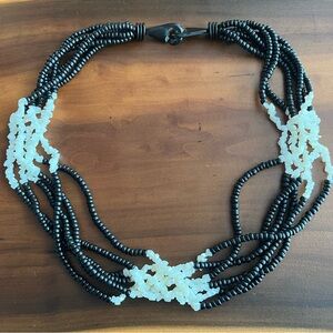 Black and White Beaded Multi-Strand Necklace